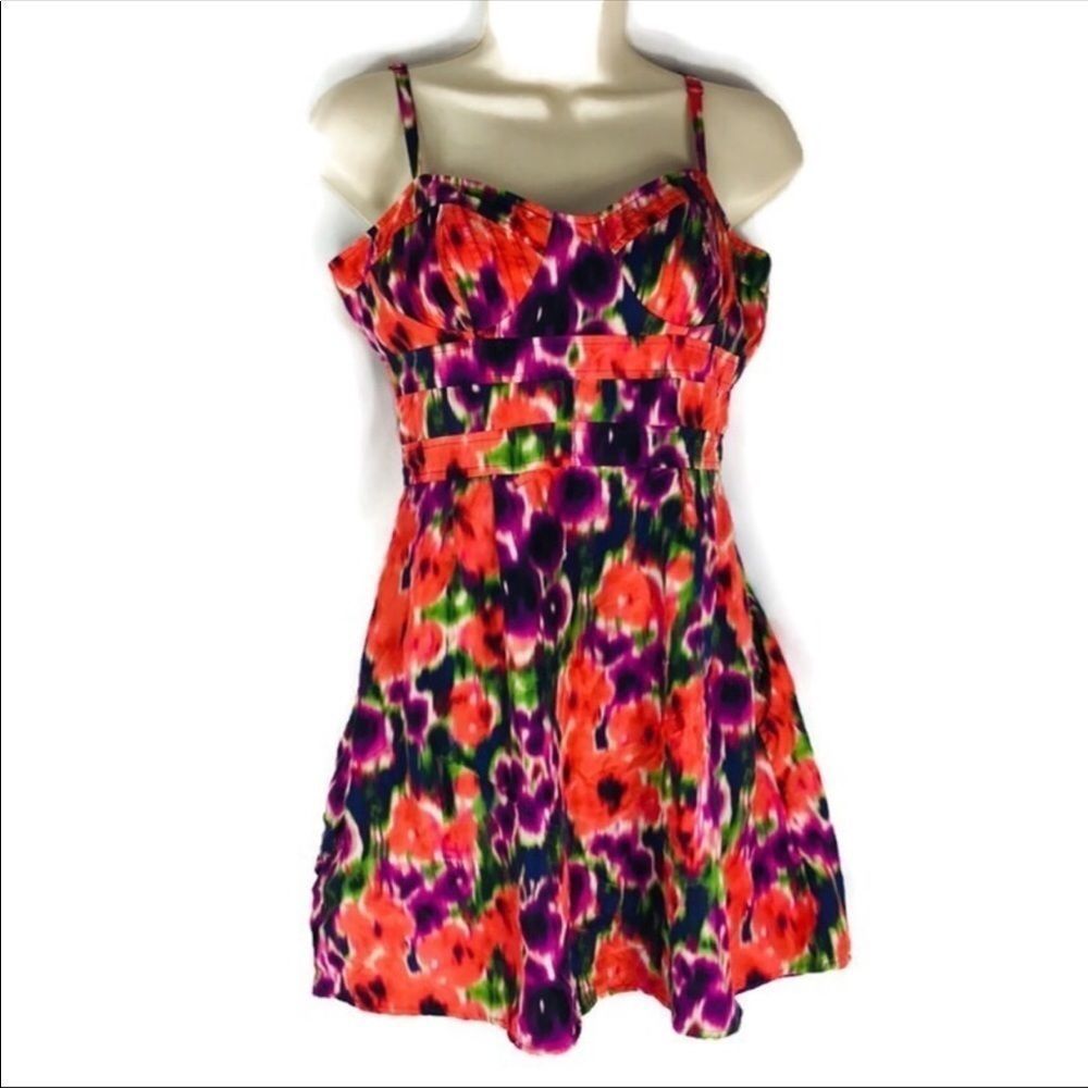 ‼️MOVING SALE‼️ Bebe Floral Painting Mini Dress Size Small EUC